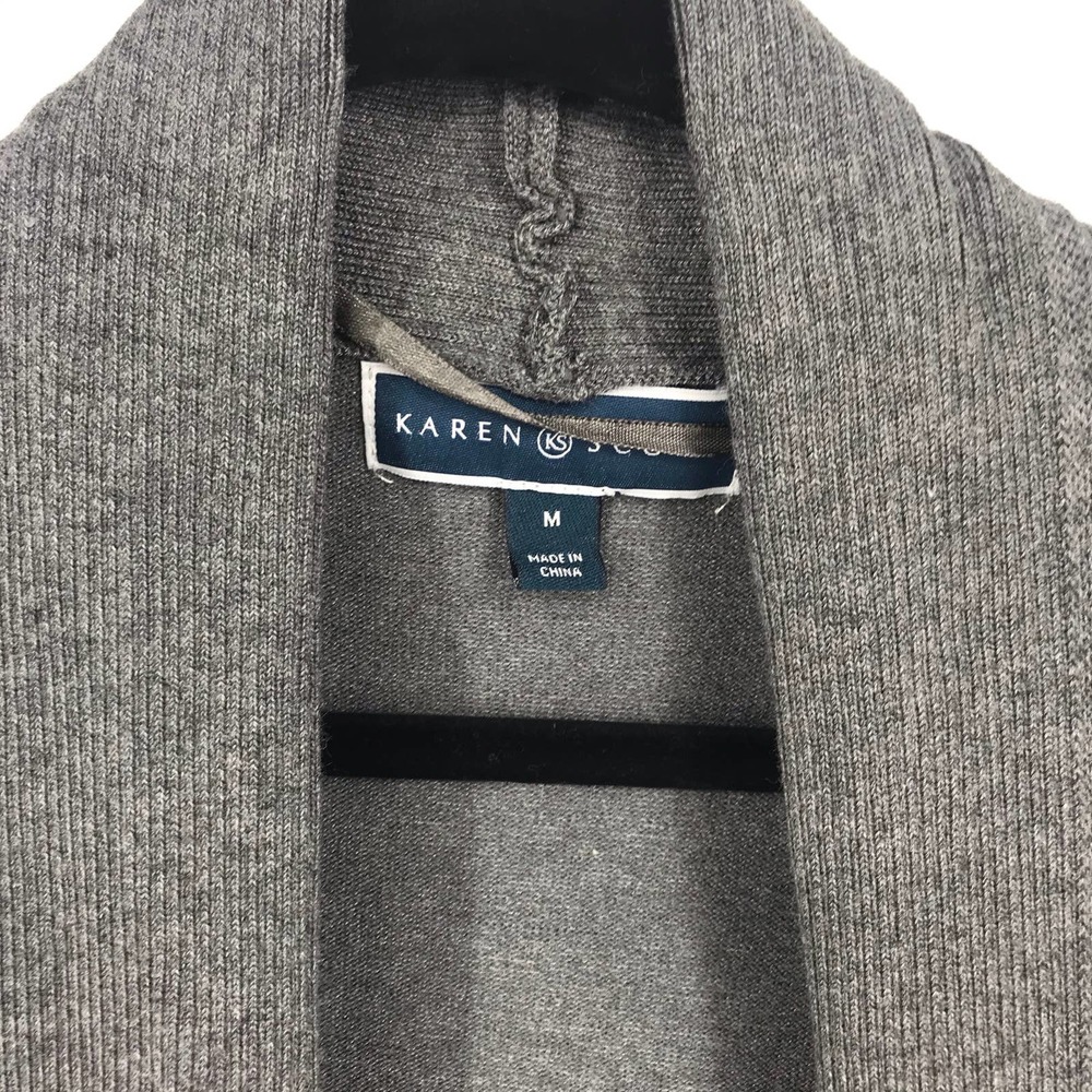 Charcoal Open Front Ribbed Cardigan - Picture 5 of 8